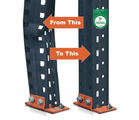 An illustration of how our unique rack repair system can reverse rack damage.